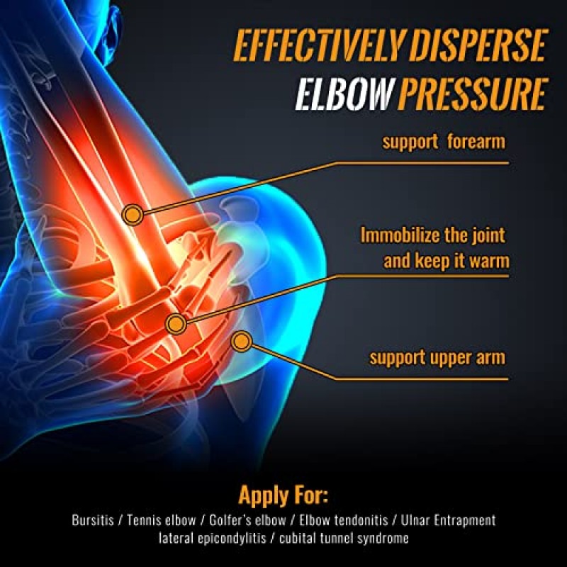 구리 팔꿈치 슬리브, 팔꿈치 압축 슬리브, 건염 및 테니스 엘보, 골퍼, 관절염, 활액낭염에 대한 팔꿈치 버팀대. 팔꿈치 통증 완화, 역도, 남성 및 여성에게 적합