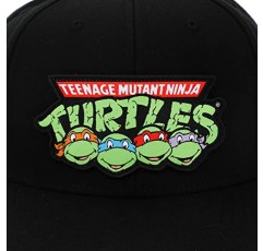 거북이 머리가 있는 TMNT 레트로 로고 야구 모자 블랙