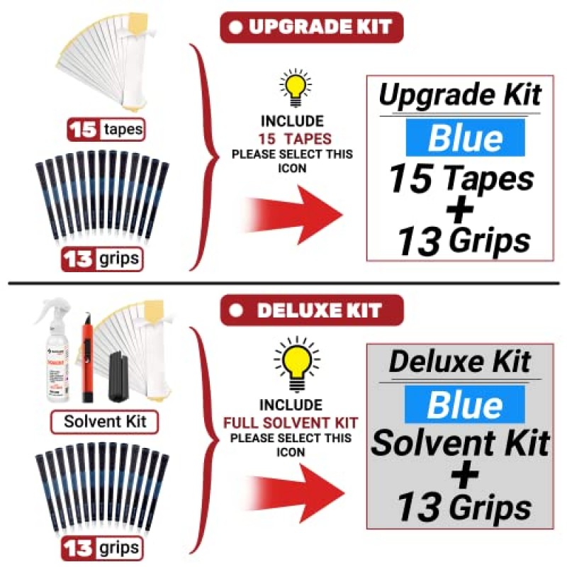 SAPLIZE CC01 골프 그립 13팩, 언더사이즈/표준/중형/점보, 높은 피드백, 미끄럼 방지 디자인, 4가지 색상 옵션, 선택 가능한 업데이트/디럭스 키트, 고무 골프 클럽 그립