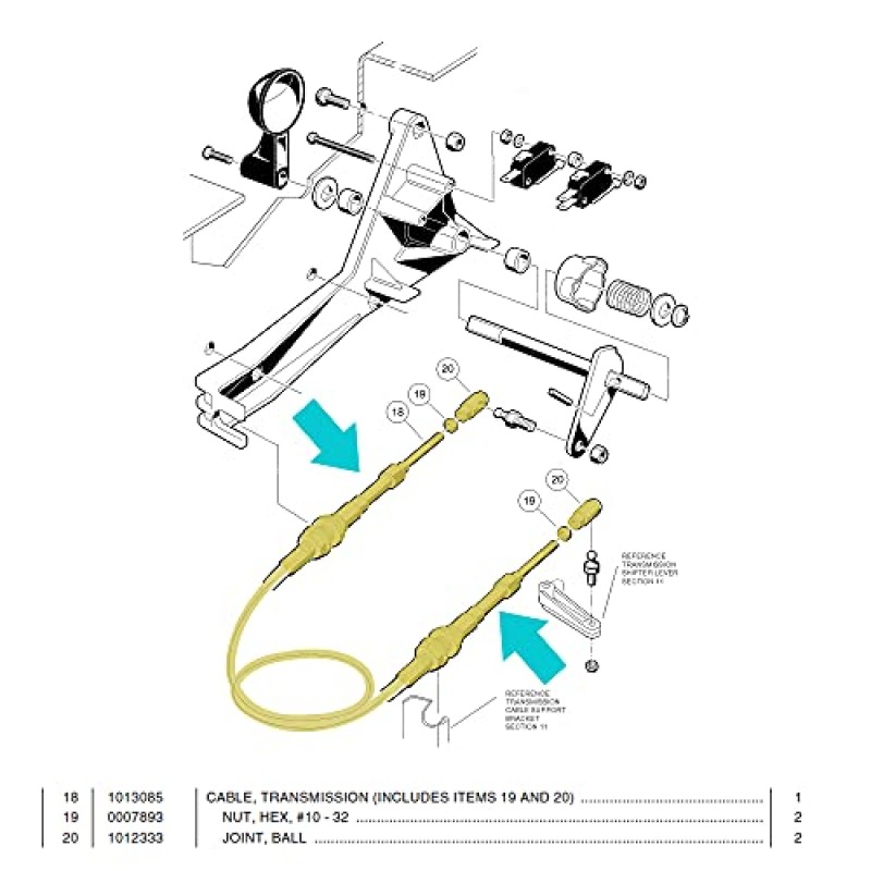 10L0L 63 인치 변속기 시프트 클럽 카 DS 1984-1997 가스 골프 카트 용 정방향 역방향 케이블, OEM 1013085 교체