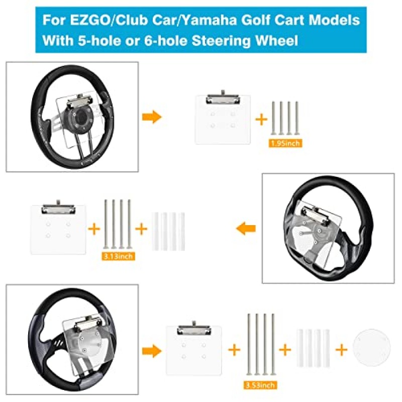 MOSNAI 골프 카트 스티어링 휠 스코어 카드 홀더 (연필 홀더 및 클립 포함) 클럽 카 DS & Precedent EZGO TXT & RXV Yamaha 골프 카트