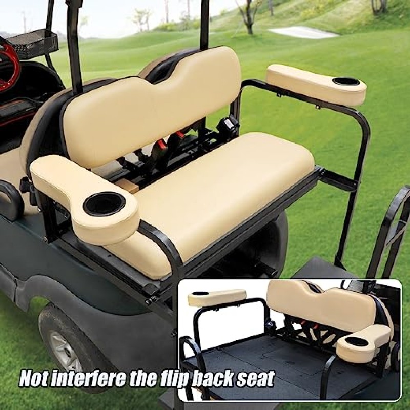 EZGO Club Car Yamaha용 컵 홀더가 있는 Roykaw 골프 카트 팔걸이 - 업그레이드 지지 프레임/드릴링 필요 없음 - 1.0