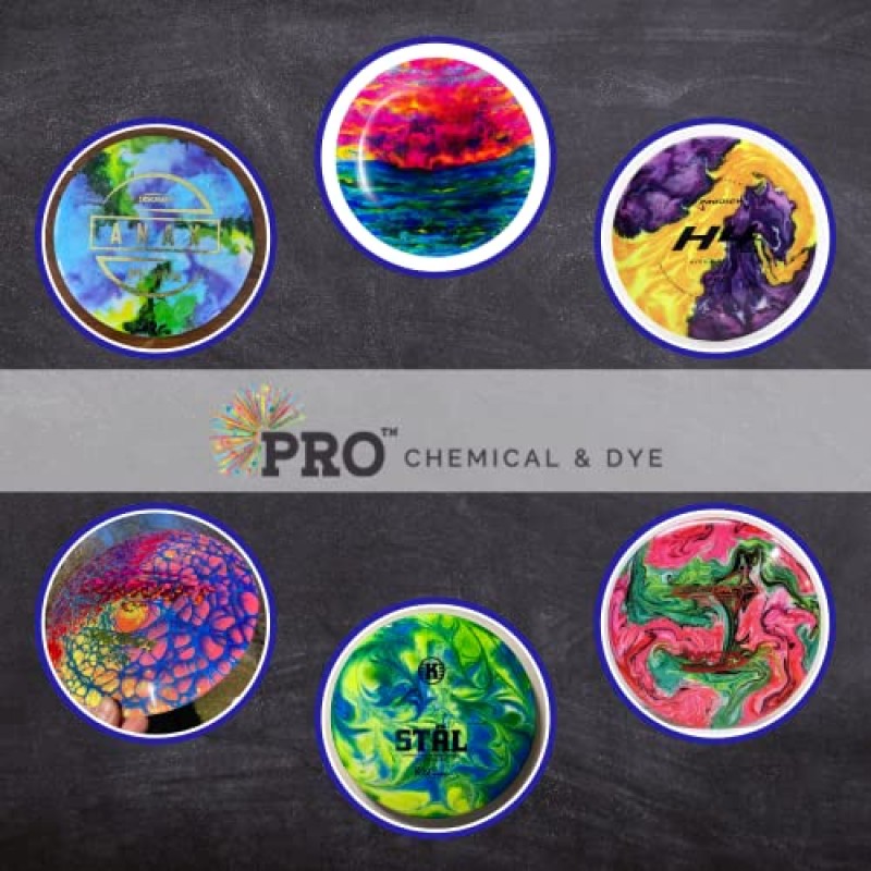 PRO Chemical 네온 디스크 골프 염료 키트 | 염료 특수 형광등 및 네온 스탬프 및 색상 | 디스크 골프 디스크 타이 염료 | 디스크 골프 디스크용 네온 염료 | 염료 6팩 | 모두를 위한 디스크 골프 액세서리