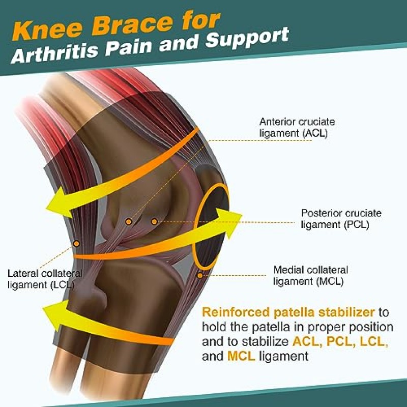 무릎 통증을 위한 무릎 교정기, 반월판 파열, 관절염 통증 및 지원을 위한 슬개골 젤 패드가 있는 조절 가능한 벨크로 무릎 보호대, 운동을 위한 미끄럼 방지 무릎 지원 랩, ACL 부상 회복 남성 여성