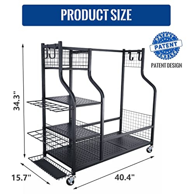 Mythinglogic 골프 보관 차고 정리함, 골프 가방 보관 스탠드 및 기타 골프 장비 랙, 골프 클럽용 추가 보관 랙