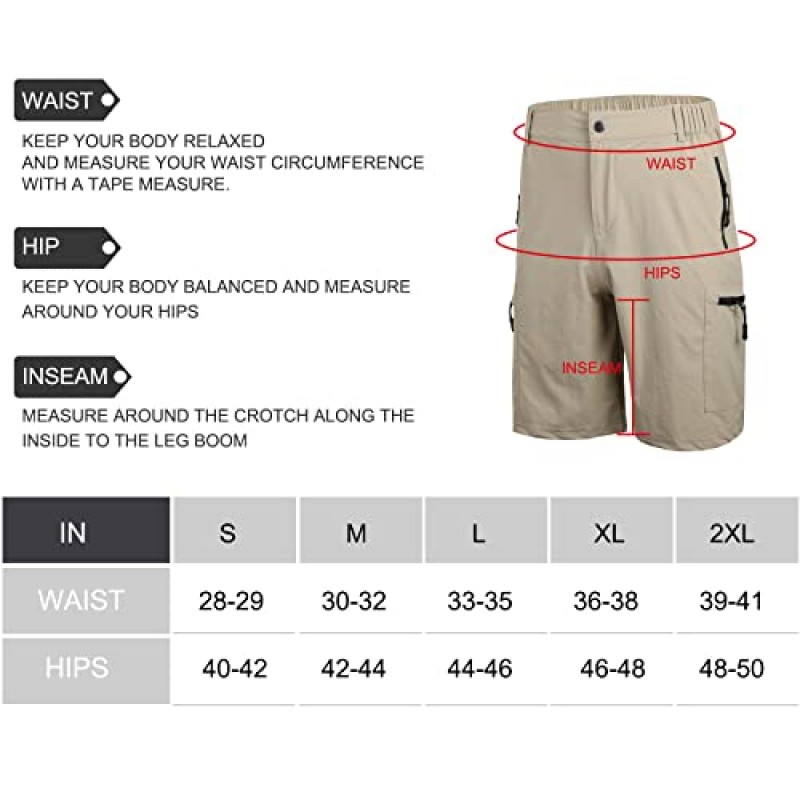 Suwangi Mens 하이킹 카고 반바지 빠른 건조 야외 운동 짧은 여행 낚시 골프 멀티 포켓이있는 남성용 전술 짧은