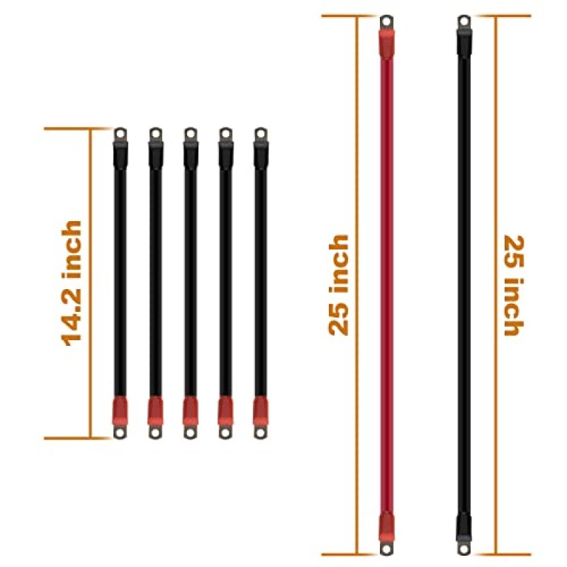 케이블 7개 세트 # 2 Awg HD 골프 카트 배터리 클럽 카 48볼트 와이어 키트