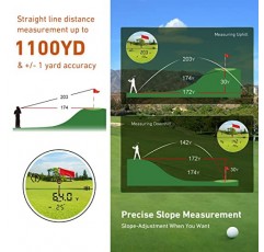 경사가 있는 1100야드 골프 거리 측정기, 깃대 잠금 진동, 6X 배율, 충전식, IP54 방수 및 방진 기능을 갖춘 골프 및 사냥용 WBLAMIC 레이저 거리 측정기