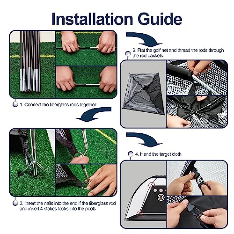 Himal 야외 골프 연습 네트, 골프 네트 뒷마당 운전, 골프 연습장, 골프 스윙 네트, 헤비 듀티 골프 연습 타격 네트, 캐리 백이 포함된 빠른 설정 골프 네트
