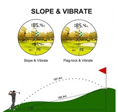 MOESAPU 레이저 골프 거리 측정기 표시기가 있는 경사 및 각도 스위치 버튼, 펄스가 있는 플래그 잠금 및 더 가까운 대상에 대한 스캔, 650야드 USB 충전 안개 모드로 사냥