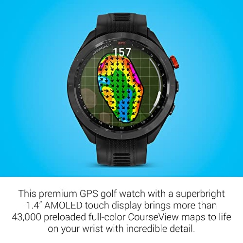 Garmin Approach S70, 47mm, 프리미엄 GPS 골프 시계, 블랙