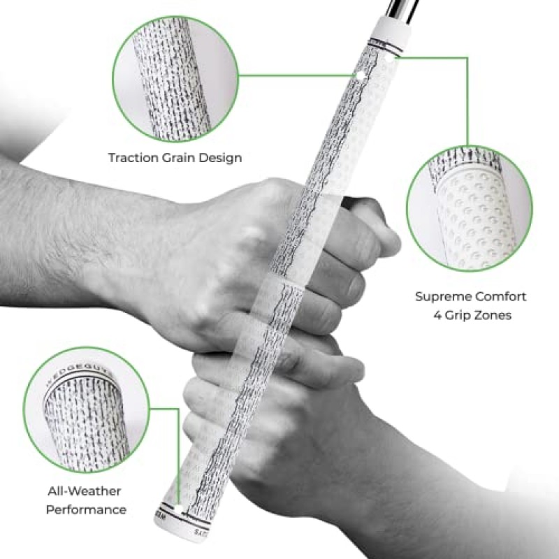 Wedge Guys DC 투어 골프 그립 - 최고의 편안함과 컨트롤을 위한 4개의 그립 존 - 웨지 드라이버 교체용 전천후 성능 골프 클럽 그립 교체 아이언 우드 하이브리드, 중형 또는 표준