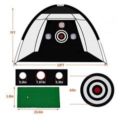 골프 타격 네트 10x7ft, 뒷마당 드라이빙용 골프 네트, 타격 매트가 포함된 골프 연습 네트, 골프 스윙 트레이너 보조 장치-1 골프 매트 -6 골프 공-1 골프 티-1 스윙 교정기, 남성용 골프 액세서리