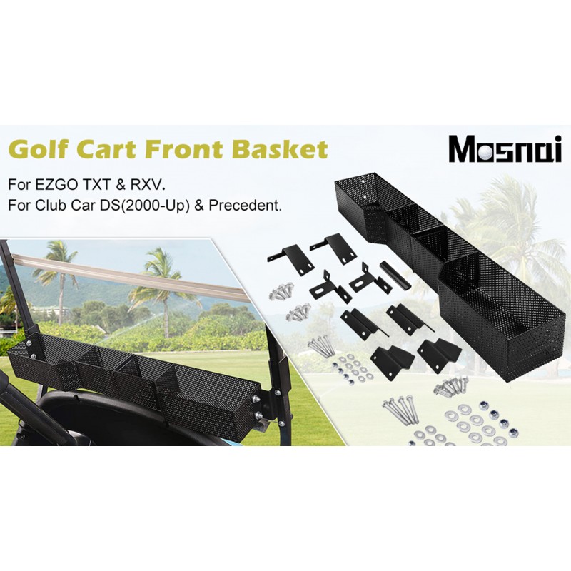 MOSNAI 골프 카트 전면 내부 바구니 대시 보관함/EZGO TXT & RXV, Club Car DS & Precedent 골프 카트 내부 보관 유틸리티 및 내구성 바구니용 트레이 정리함