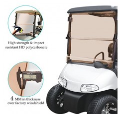 EZGO RXV 2008-up용 10L0L 골프 카트 접이식 착색된 Winshield, 접이식 업그레이드 두꺼운 폴리카보네이트(PC) 고강도 충격 저항