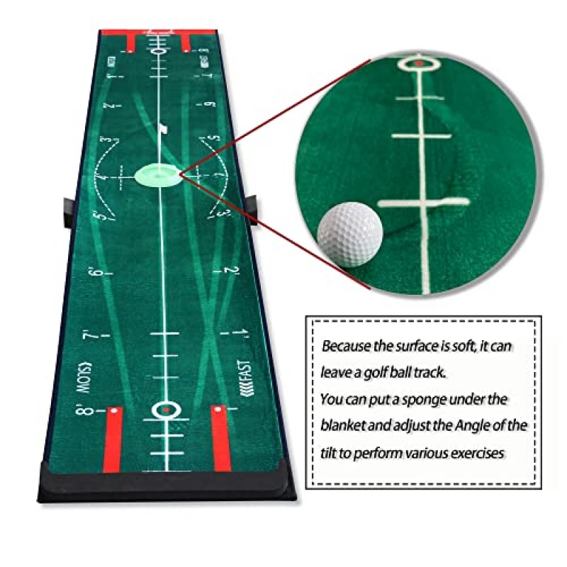 보관 가방이 포함된 실내용 Aucuda 퍼팅 매트, 4단 퍼팅 그린 실내 세트,실내 퍼팅 그린,실내 사용을 위한 골프 퍼팅 그린,가정용 10피트 롱 퍼팅 골프 시뮬레이터,골프 퍼팅 매트