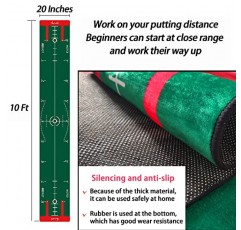 보관 가방이 포함된 실내용 Aucuda 퍼팅 매트, 4단 퍼팅 그린 실내 세트,실내 퍼팅 그린,실내 사용을 위한 골프 퍼팅 그린,가정용 10피트 롱 퍼팅 골프 시뮬레이터,골프 퍼팅 매트