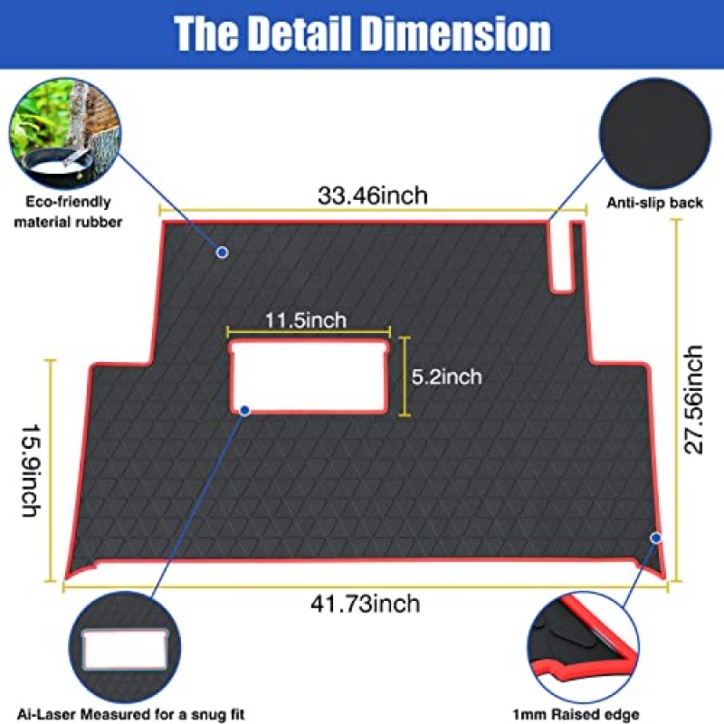 EZGO TXT Clubcar Yamha iCon용 iLSKW 골프 카트 바닥 매트 | 풀 커버리지 바닥 매트 라이너 | 천연고무 미끄럼방지