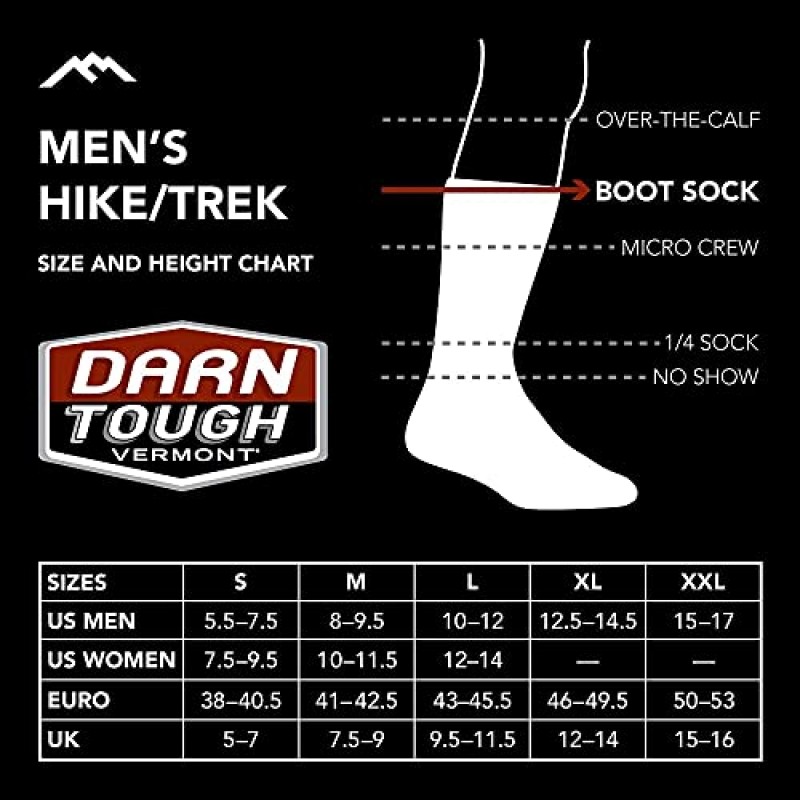 Darn Tough 남성용 등산객 북 양말 풀 쿠션(스타일 1405) 메리노 울, 블랙(특대형 12.5-14.5) - 6팩