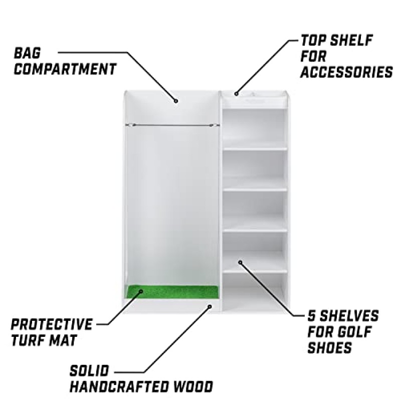 GoSports 프리미엄 목재 골프 가방 정리함 및 보관함 - 스타일 선택