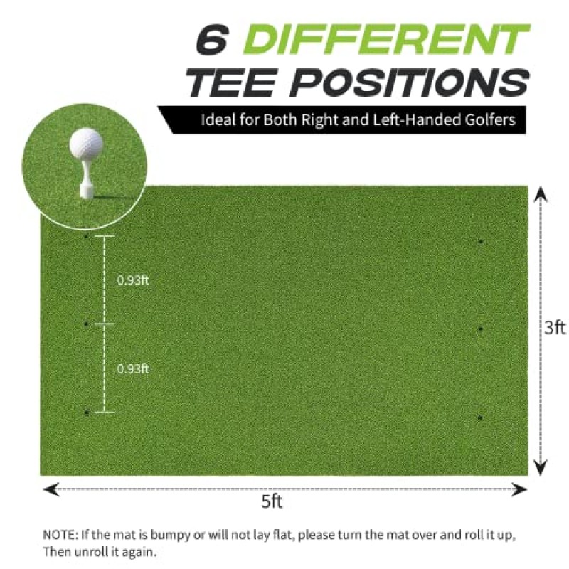 Bltend 골프 매트, 골프 타격 매트 연습 야외 실내, 고무 티가 포함된 골프 인조 잔디 연습 매트, 골프 공 9개, 골프 티 8개, 개인용 골프 연습장 매트 - 5x4ft