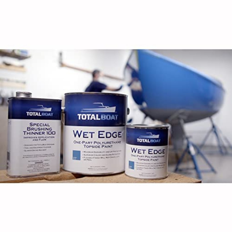 보트, 유리섬유 및 목재용 TotalBoat Wet Edge 해양 상부 페인트(클래식 웨일러 블루, 갤런), 1갤런(1팩)