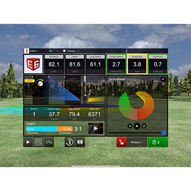 TruGolf 골프 시뮬레이터 및 스윙 스틱: 모션 센서, 3D 스윙 분석, WGT/E6 Connect 앱 호환성 및 스마트 장치 연결을 통해 실내 및 실외에서 스윙을 마스터하세요.