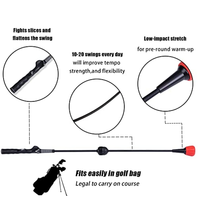 PGM 골프 스윙 트레이너 보조 -2.0 골프 스윙 훈련 보조 근력 유연성 및 템포 훈련을 위한 골프 연습 워밍업 스틱 - 연습 치핑 타격 골프 액세서리에 적합