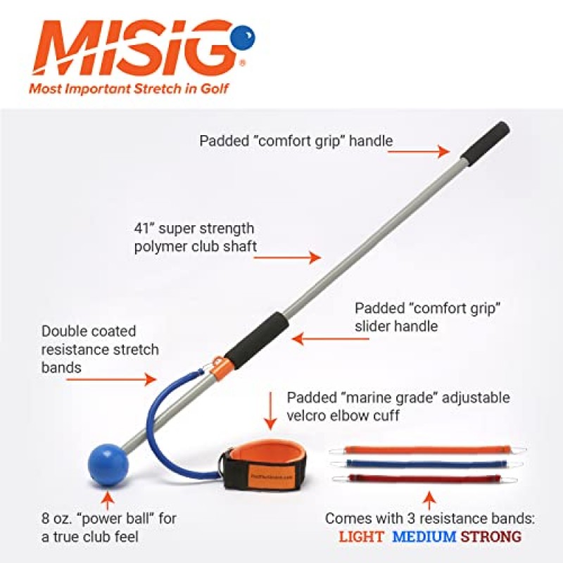 Misig 골프 스윙 훈련 보조기, 골프 스윙 트레이너 도구, 야외 골프 스트레칭 장치에 적합한 근력, 리듬 및 균형을 위한 워밍업 스틱