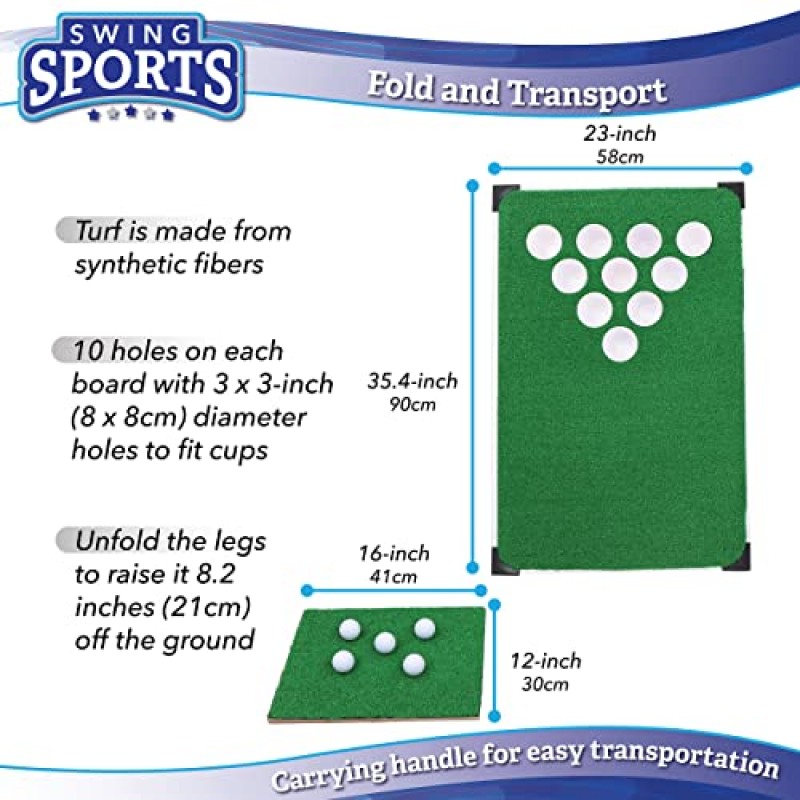 스윙 스포츠 골프 탁구 게임 - 휴대용 보드, 잔디 매트, 공 및 컵을 갖춘 실내 또는 실외 골프 탁구 치핑 게임