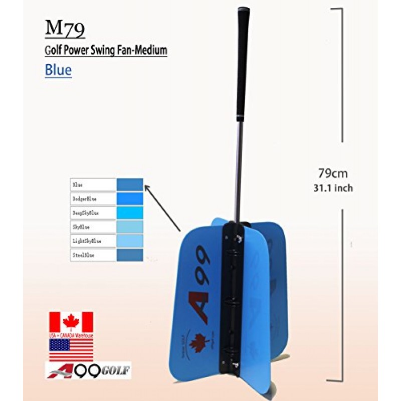 A99 골프 스윙 훈련 파워 팬 그레이트 스윙 에이드 골프 스윙 파워 향상 중간 크기 79cm 블루