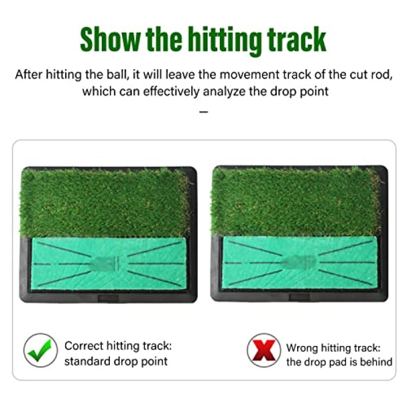 BstXqty 2 in 1 골프 훈련 매트, 미끄럼 방지 벨벳 이중 잔디 골프 타격 매트, 10mm 엔지니어링 잔디, 실내 및 실외 골프 훈련 보조 장치에 적합