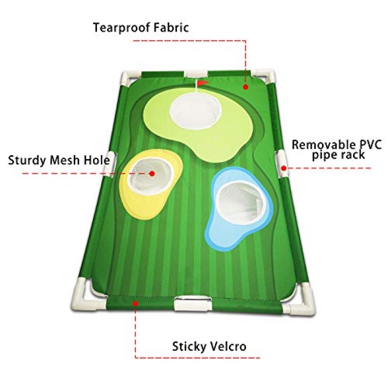 뒤뜰 골프 콘홀 게임 휴대용 콘홀 게임 세트 골프 콘홀 치핑 게임 정확성과 스윙 연습을 위한 골프 공 대상 네트 골프 훈련