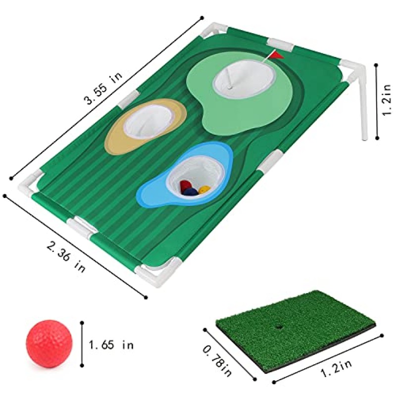 뒤뜰 골프 콘홀 게임 휴대용 콘홀 게임 세트 골프 콘홀 치핑 게임 정확성과 스윙 연습을 위한 골프 공 대상 네트 골프 훈련