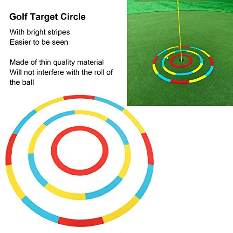 Alomejor 3pcs 골프 대상, 초보자를위한 피칭 훈련 보조 장치를 넣는 원형 접이식 밝은 줄무늬