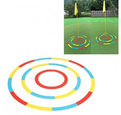 Alomejor 3pcs 골프 대상, 초보자를위한 피칭 훈련 보조 장치를 넣는 원형 접이식 밝은 줄무늬