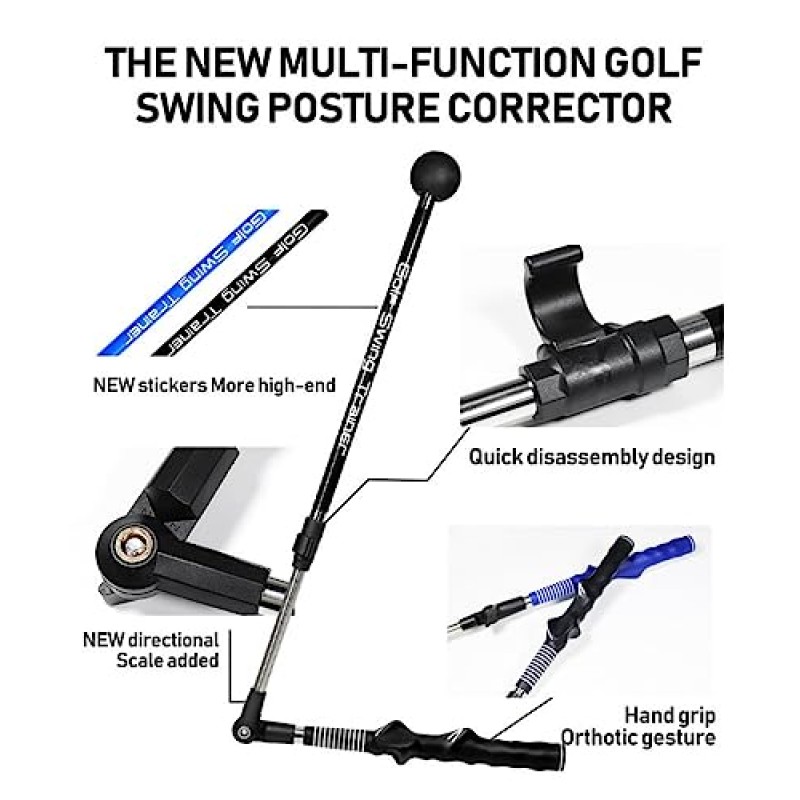 HOSAIR 골프 교정기 접이식 동작 교정기 텔레스코픽 스윙로드 보조 장치 골프 훈련 장비, 골프 스윙 트레이너 보조, 야외 골프 선물용 스윙 평면 교정기