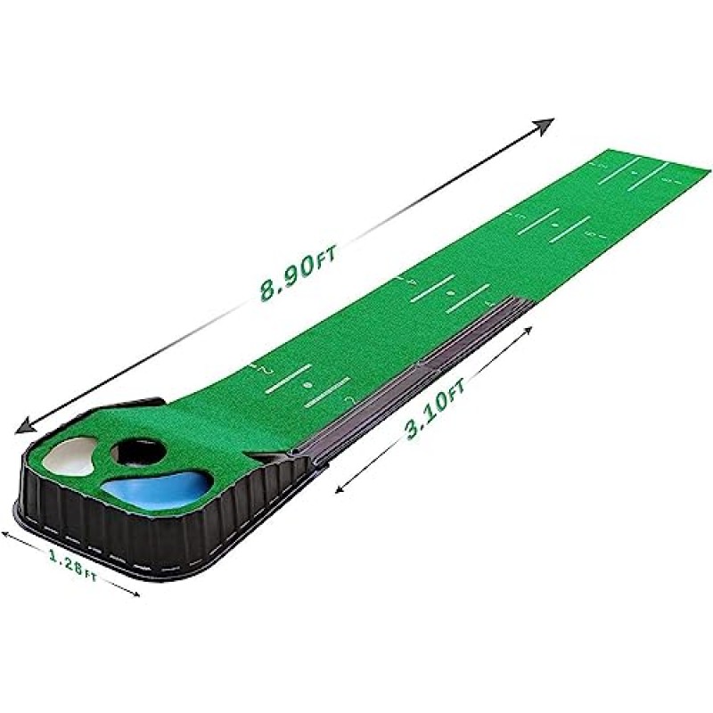 Colaxi 골프 퍼팅 매트 볼 리턴 훈련 장비가있는 골프 연습 매트 골프 타격 매트 뒷마당 실내 야외 홈용 골프 퍼터 트레이너