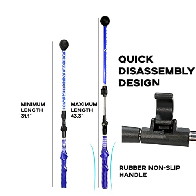 TAFARM 골프 스윙 트레이너, 접이식 골프 스윙 훈련 보조 스틱 골프 훈련 보조, 보조 힌지 팔뚝 회전 개선 어깨 회전 조절 가능
