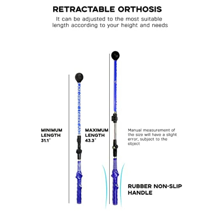 TAFARM 골프 스윙 트레이너, 접이식 골프 스윙 훈련 보조 스틱 골프 훈련 보조, 보조 힌지 팔뚝 회전 개선 어깨 회전 조절 가능
