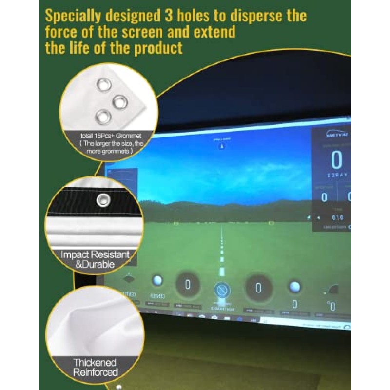 골프 훈련용 amazgolf 골프 시뮬레이터 임팩트 스크린(21인치 ~ 157인치 크기), 가정용 실내 골프 시뮬레이터, 실내 골프 연습용 울트라 클리어 워셔블 골프 임팩트 스크린