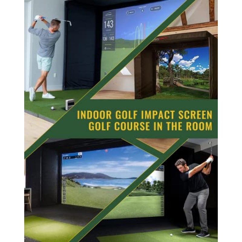 골프 훈련용 amazgolf 골프 시뮬레이터 임팩트 스크린(21인치 ~ 157인치 크기), 가정용 실내 골프 시뮬레이터, 실내 골프 연습용 울트라 클리어 워셔블 골프 임팩트 스크린