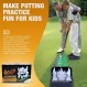Back9 몬스터 골프 퍼팅 그린 매트(어린이 실내 및 실외 연습용) - 자동 볼 리턴, 거리 마커, 재미있는 미니 골프 코스 퍼팅 트레이너를 위한 2홀. 훌륭한 선물 아이디어