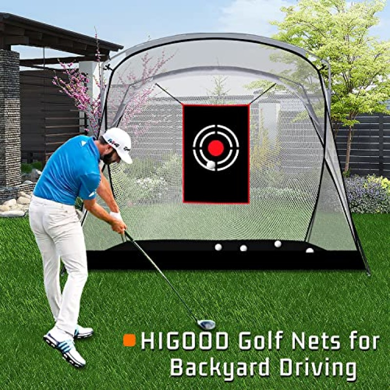 HIGOOD 골프 드라이빙 네트, 골프 네트, 골프 연습 네트, 타겟 및 휴대용 가방이 포함된 휴대용 골프 타격 네트, 뒷마당 실내 실외용 골프 드라이빙 네트, 9×7ft