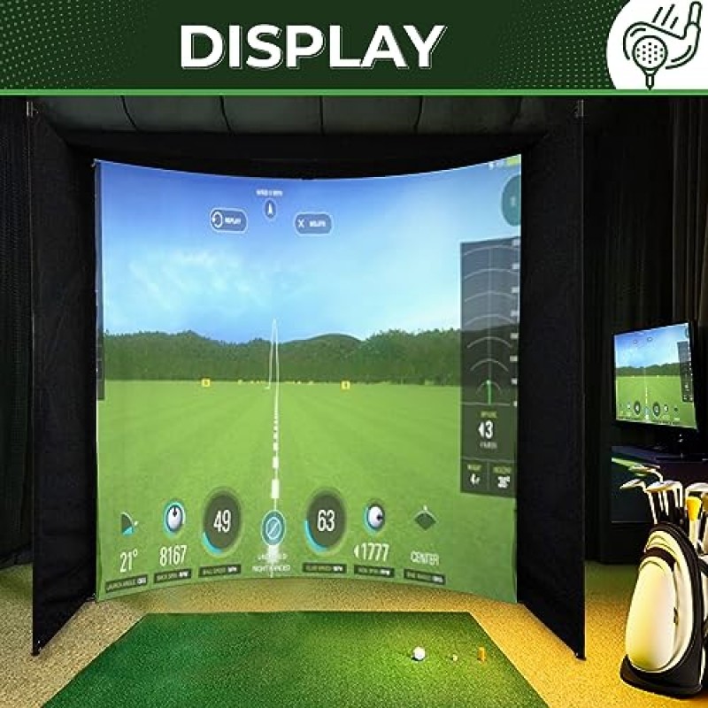 KHAMPA DIY 골프 임팩트 스크린 프레임 인클로저 키트 세트 접이식 - 시뮬레이터와 함께 사용 - 벨크로가 있는 내구성 있는 패브릭 - 강화된 검정색 테두리