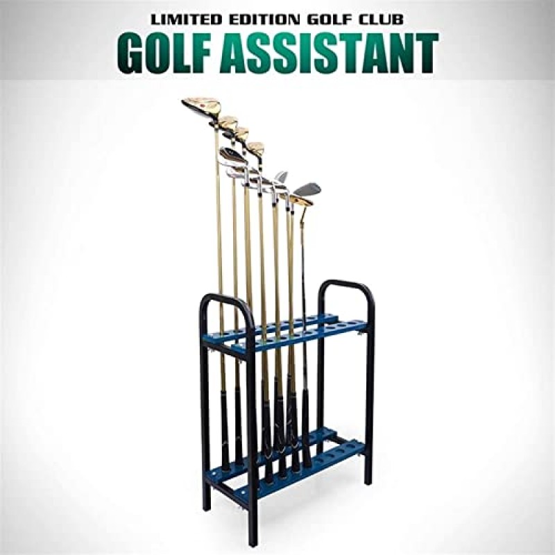 골프 클럽 주최자 디스플레이 스탠드 골프 퍼터 랙, 내구성있는 금속 보관함 18 클럽 선반 주최자 장비, 파란색