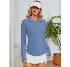 LOMON 여성 긴 소매 셔츠 Sun Protection 1/4 Zip 여름 빠른 건조 하이킹 셔츠 여성용 쿼터 지퍼 풀오버