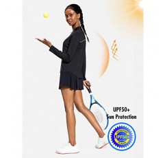 BALEAF 여성용 테니스 골프 셔츠 긴 소매 자외선 차단 셔츠 1/4 Zip Quick Dry Athletic Tops