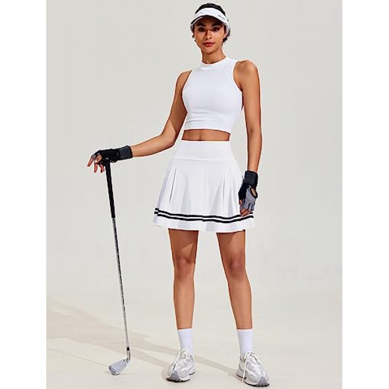 Pinspark Pleated 테니스 스커트 여성 운동 골프 Skort Activewear 내장 반바지 스포츠 복장 운동 러닝 미니 스커트