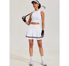 Pinspark Pleated 테니스 스커트 여성 운동 골프 Skort Activewear 내장 반바지 스포츠 복장 운동 러닝 미니 스커트